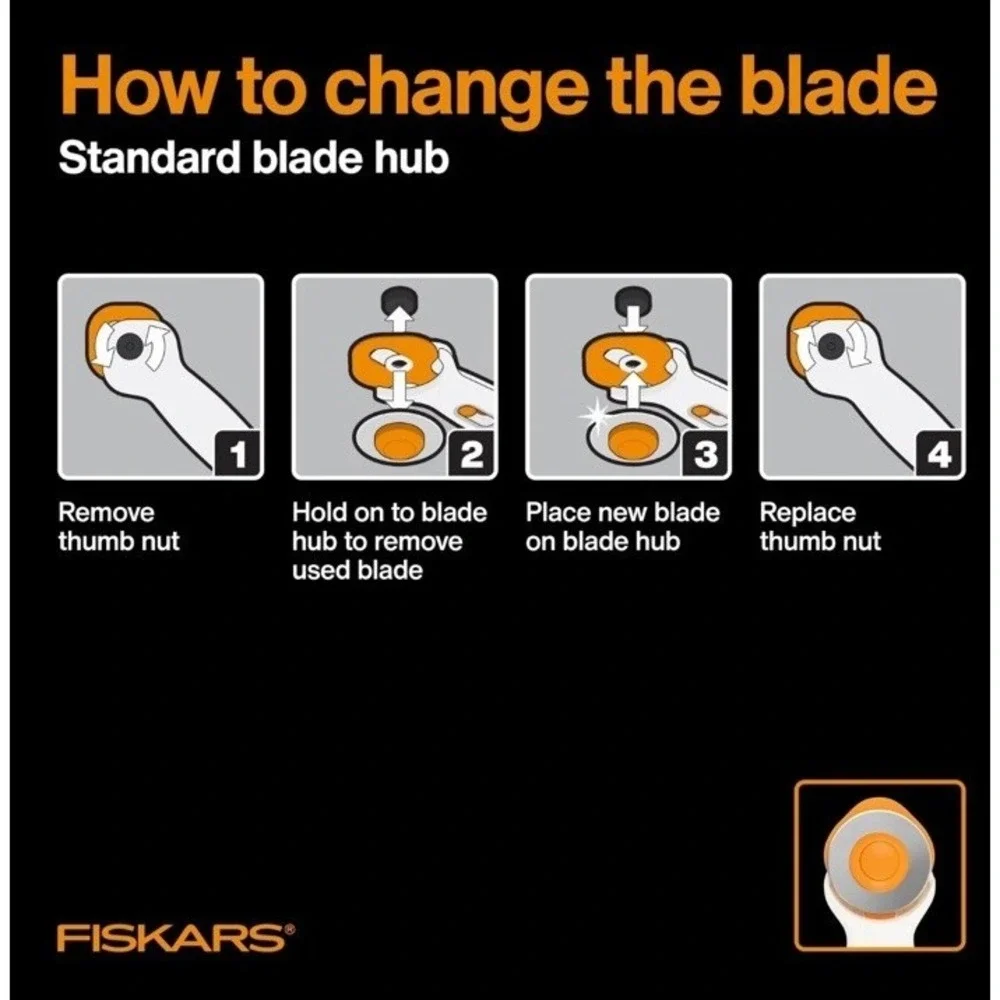 Fiskars 45mm Stick Rotary Cutter for Fabric, Premium Steel Fabric Cutter Cuts